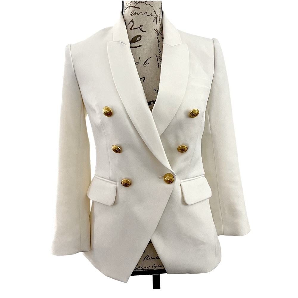 Express Editor Double-Breasted Gold Crest Button … - image 1